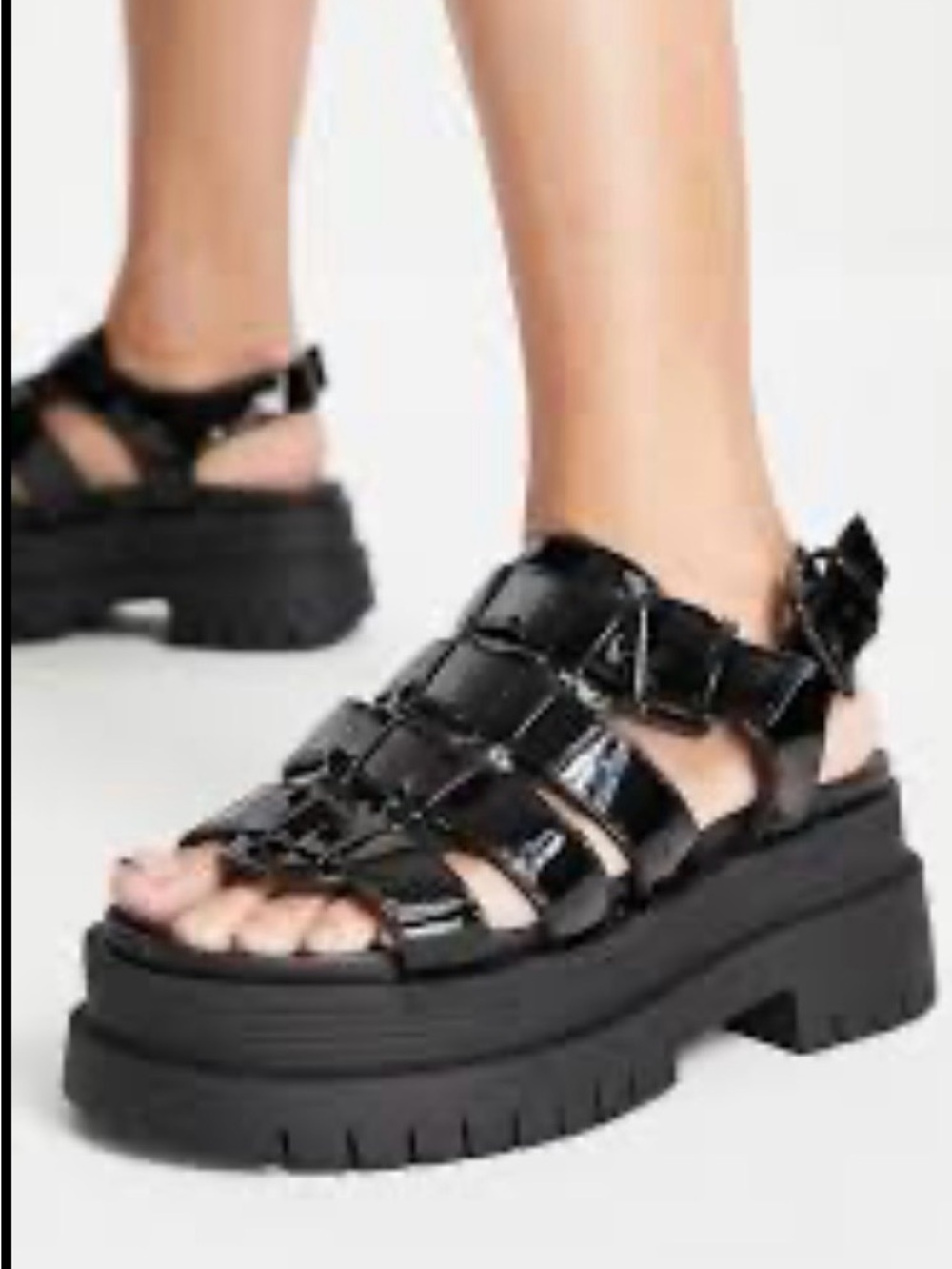 bershka black chunky sandals Eu 37 / US 6